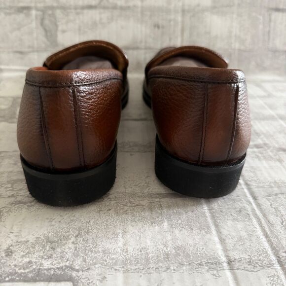 NWOB Alan Payne Cole Antique Honey Deerskin Stitched Comfort Men Penny Loafer 9